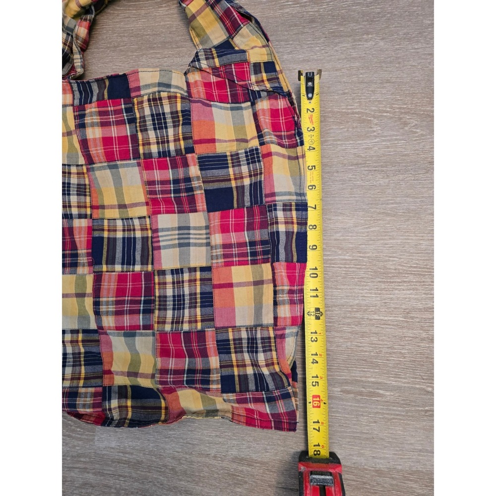 Boho Patchwork Plaid Tote Bag Shoulder Bag - Picture 3 of 6